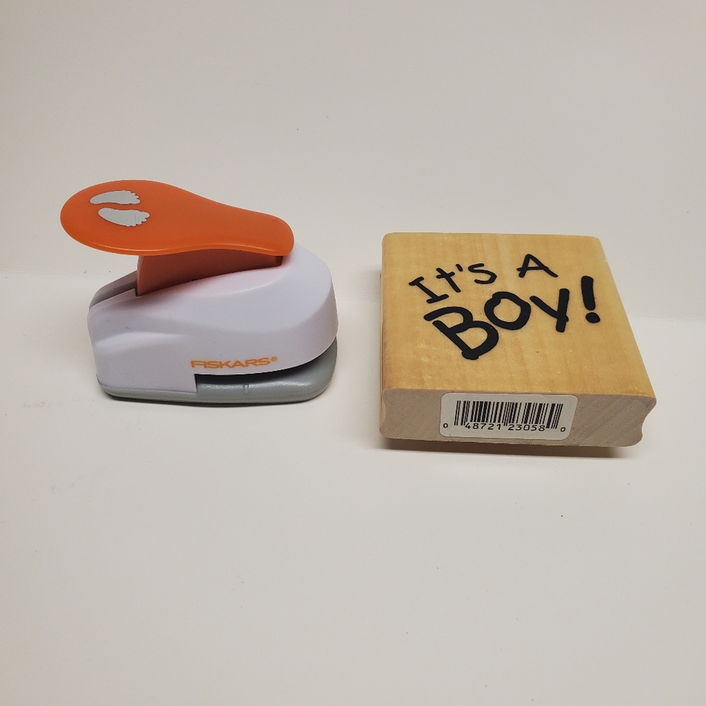 Its A Boy Stamper & Fiskars Baby Footprint Punch Scrapbooking, Arts & Crafts - Picture 2 of 6